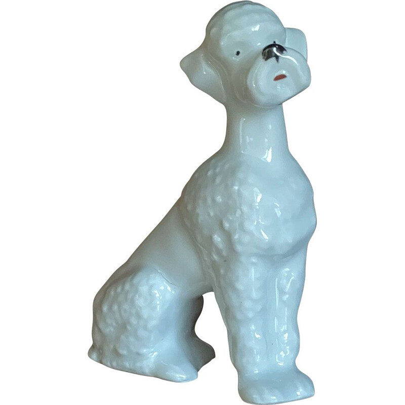 Figurinha de poodle de cerâmica Vintage