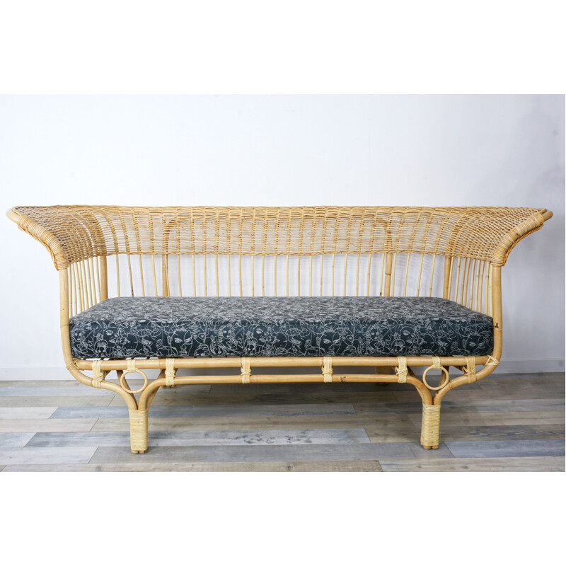 Vintage rattan sofa by Franco Albini, Italian 1950s