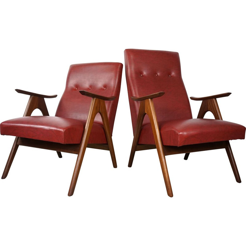 Pair of vintage armchairs by Louis Van Teeffelen for Webe 1960s