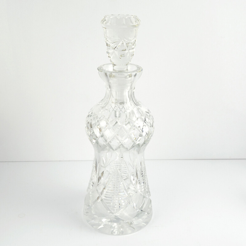 Vintage decanter and 7 crystal glasses from the Julia glassworks, Poland 1980