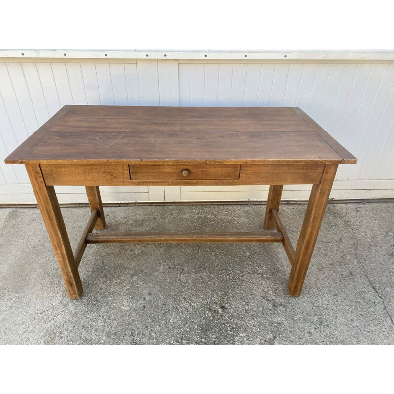 Vintage solid oak farm table with one drawer