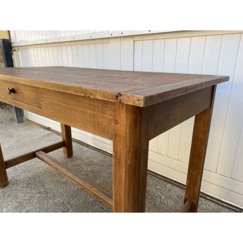 Vintage solid oak farm table with one drawer