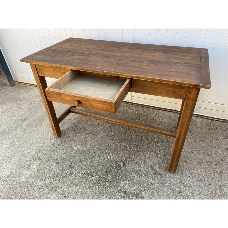 Vintage solid oak farm table with one drawer