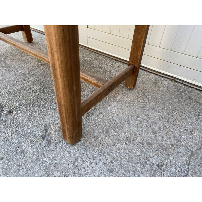 Vintage solid oak farm table with one drawer