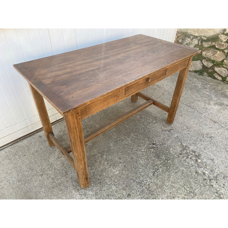Vintage solid oak farm table with one drawer