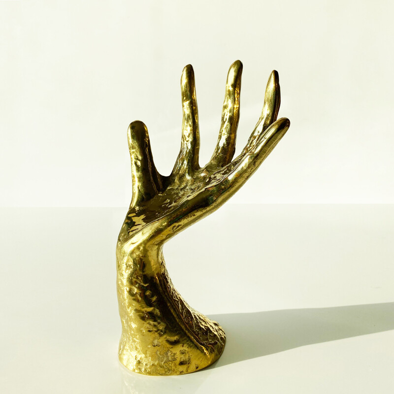 Large vintage brass hand sculpture, France 1990