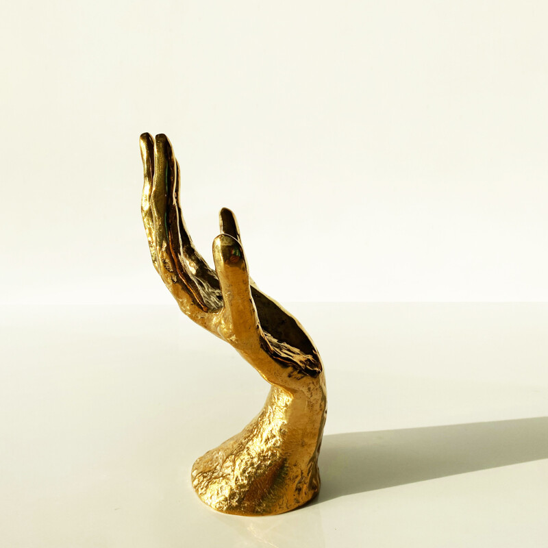 Large vintage brass hand sculpture, France 1990