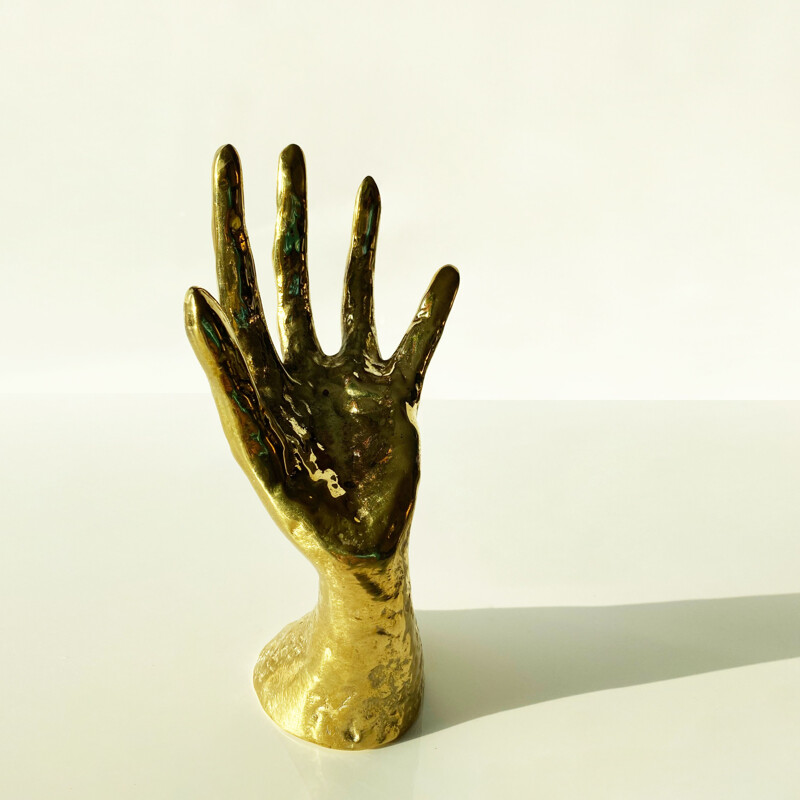 Large vintage brass hand sculpture, France 1990