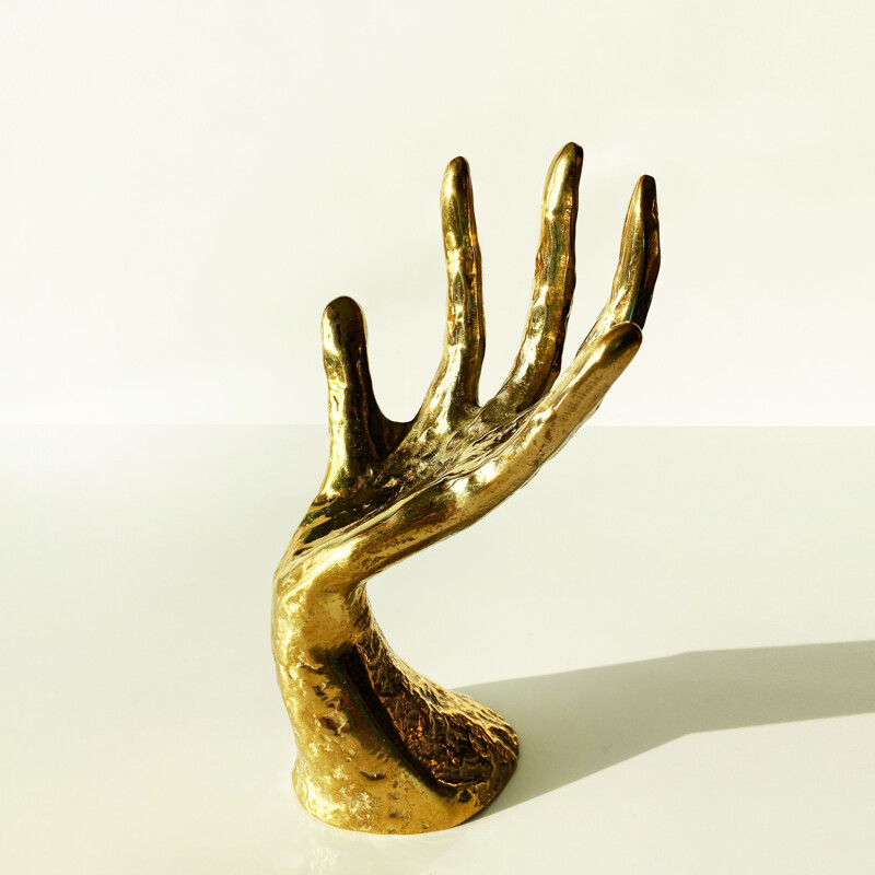 Large vintage brass hand sculpture, France 1990