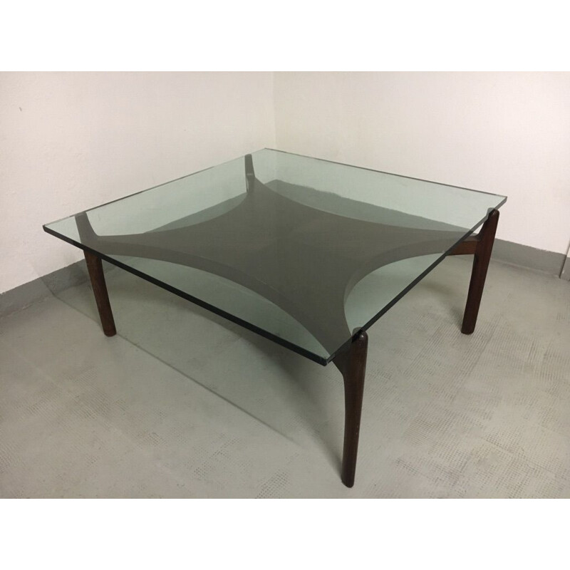 Mesa de centro vintage de teca de Sven Ellekaer, Dinamarca 1960