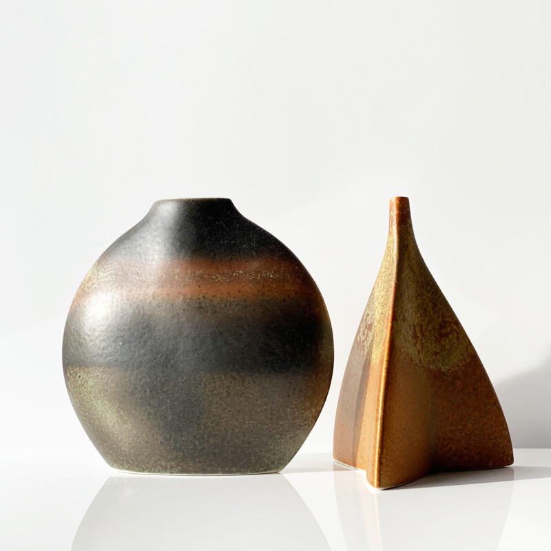 Pair of vintage ceramic vases by Jacques Bucholtz for Virebent, France 1970