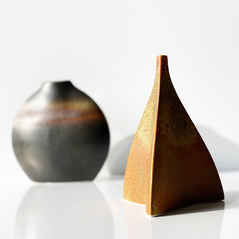 Pair of vintage ceramic vases by Jacques Bucholtz for Virebent, France 1970
