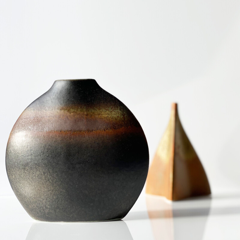 Pair of vintage ceramic vases by Jacques Bucholtz for Virebent, France 1970