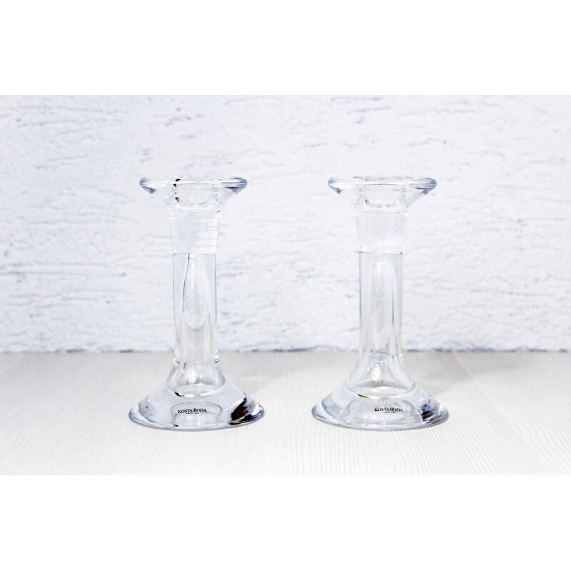 Pair of vintage candleholders by Kjell Engman for Kosta Boda