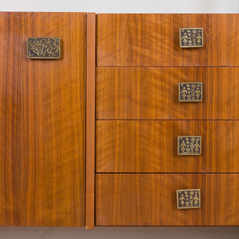 Vintage walnut wall unit by Luciano Frigerio, Italy