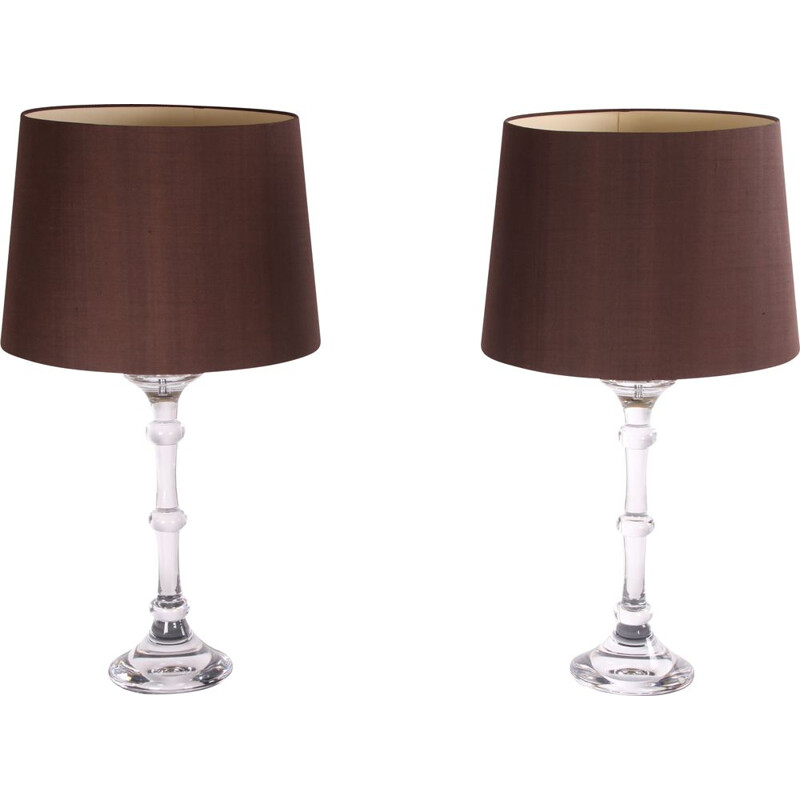 Paar vintage glazen tafellampen van Ingo Maurer voor Design M, Duitsland 1970