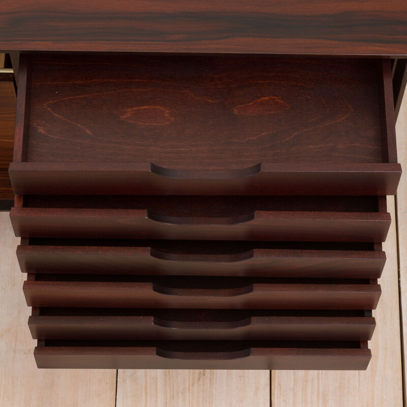 Vintage minimalist sideboard in rosewood with sliding doors, Danish 1970s