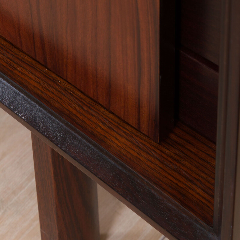 Vintage minimalist sideboard in rosewood with sliding doors, Danish 1970s