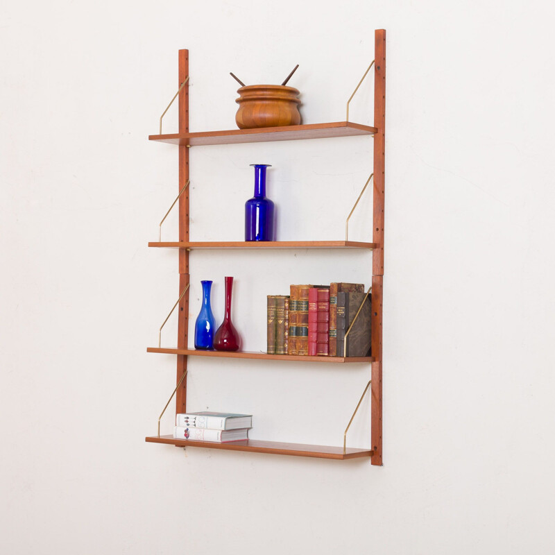 Vintage 4 shelves wall unit in teak Sorensen Cadovius, Danish 1960s