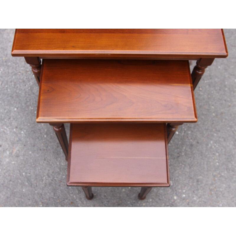 Set of 3 nest tables in cherrywood - 1960s