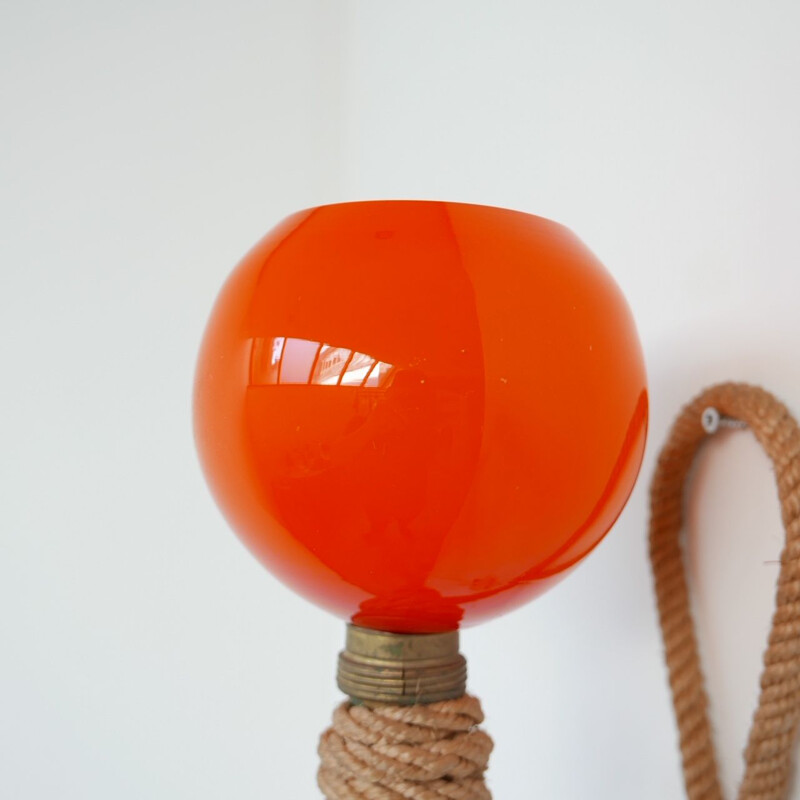 Vintage Wall Light by Audoux & Minet Rope, France 1960s