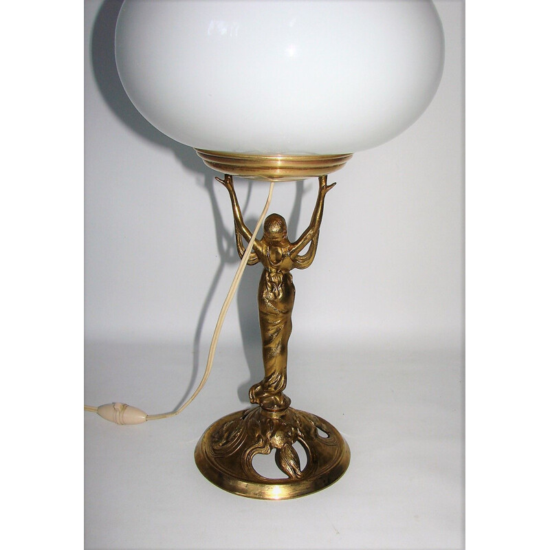 Vintage brass and glass cabinet lamp 1950s