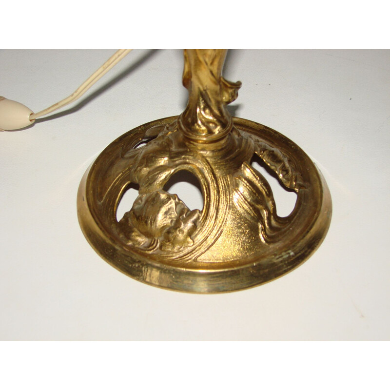 Vintage brass and glass cabinet lamp 1950s