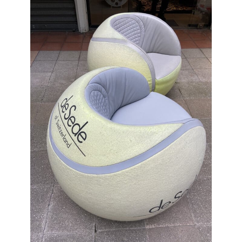 Pair of vintage swivel tennis swivel chair De Sede for WTA Zurich Open