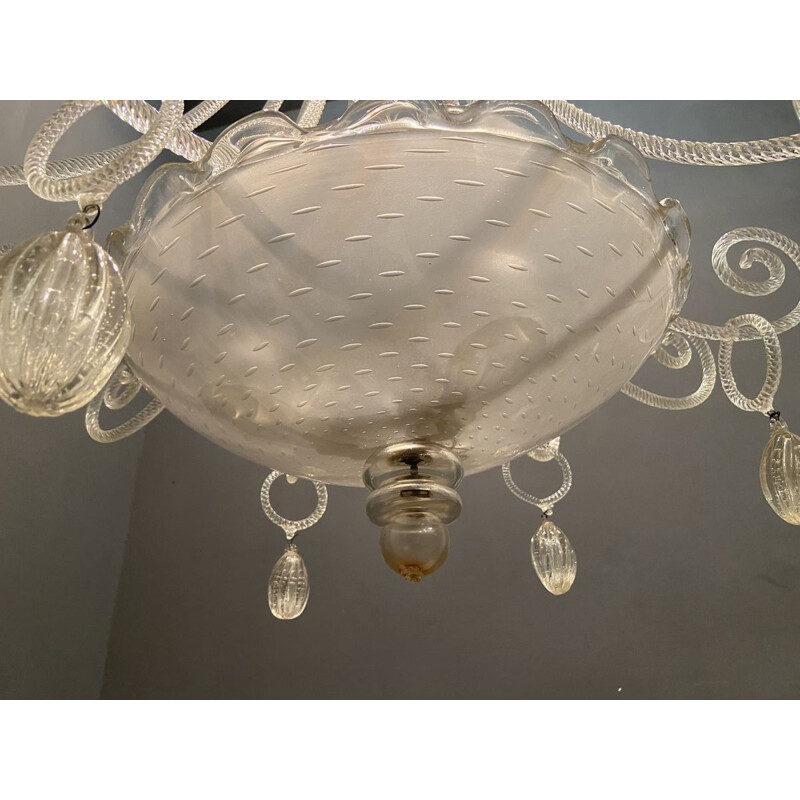 Lámpara vintage Art Déco de cristal de Murano de Ercole Barovier, 1940