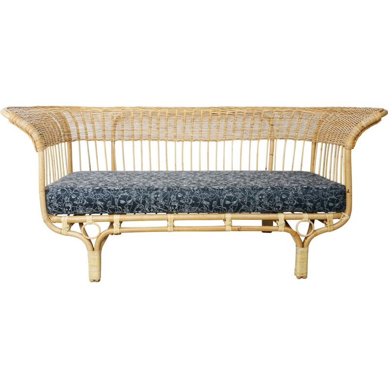 Vintage rattan sofa by Franco Albini, Italian 1950s