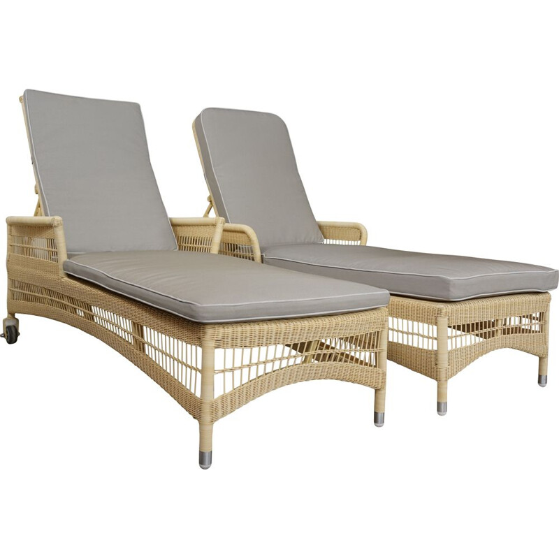 Pair of vintage lounge armchairs or relaxing sunbeds