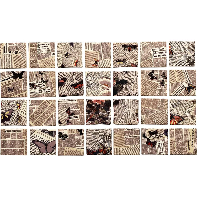 Set of 28 vintage ceramic tiles by Pietro Fornasetti, Italy 1990