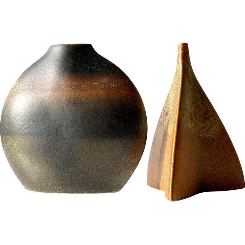 Pair of vintage ceramic vases by Jacques Bucholtz for Virebent, France 1970