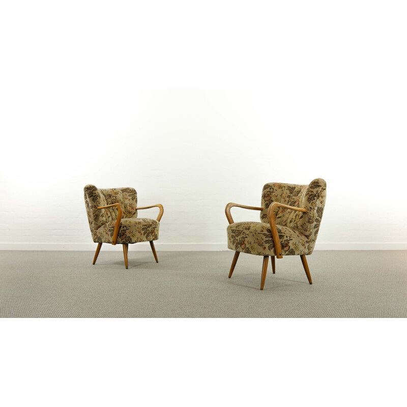 Pair of vintage Cocktail Club Chairs with Armrests 1950s