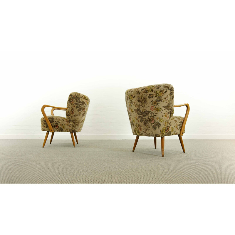 Pair of vintage Cocktail Club Chairs with Armrests 1950s