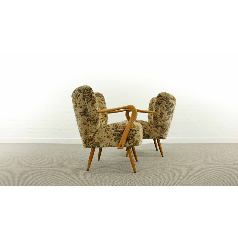 Pair of vintage Cocktail Club Chairs with Armrests 1950s