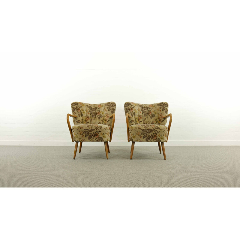 Pair of vintage Cocktail Club Chairs with Armrests 1950s