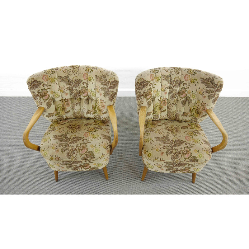 Pair of vintage Cocktail Club Chairs with Armrests 1950s