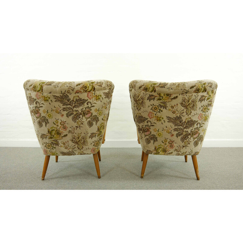 Pair of vintage Cocktail Club Chairs with Armrests 1950s