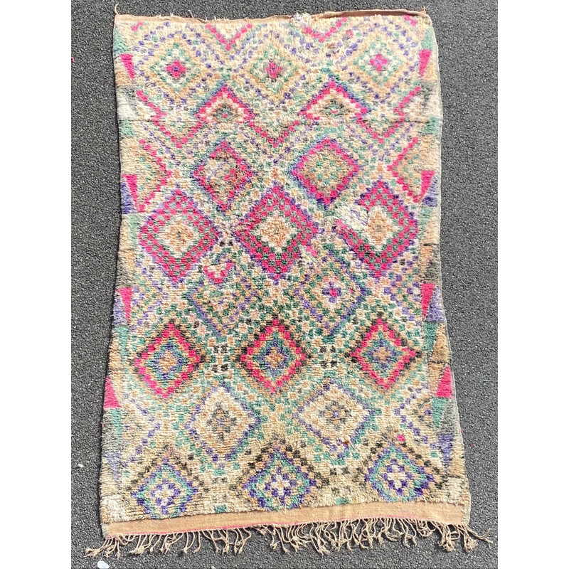 Berber Boujaad" vintage handgemaakt wollen tapijt