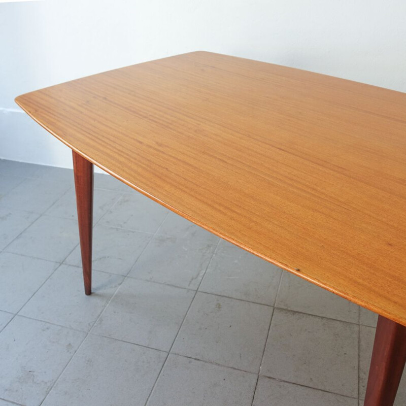 Vintage Agba Wood Nilva Dining Table by José Espinho for Móveis Olaio, Portugal 1960s