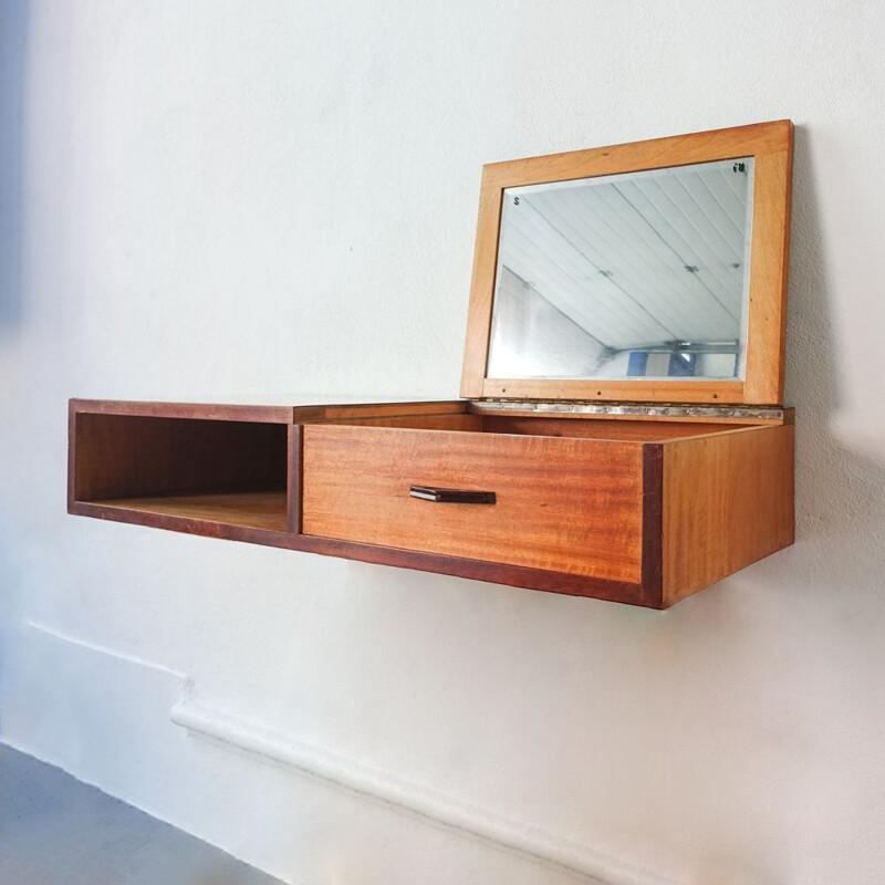 Vintage Wall Desk Vanity Table, Portugal 1960s