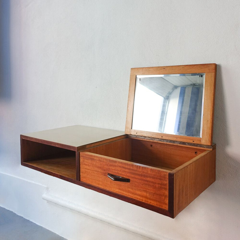 Vintage Wall Desk Vanity Table, Portugal 1960s