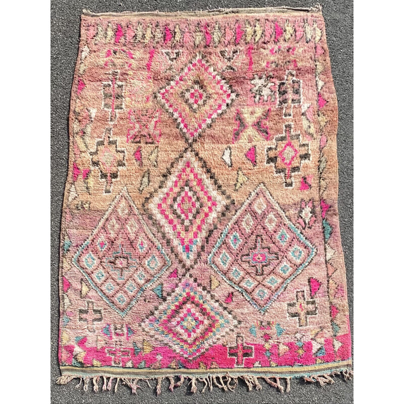 Vintage handmade wool carpet "Berber Boujaad