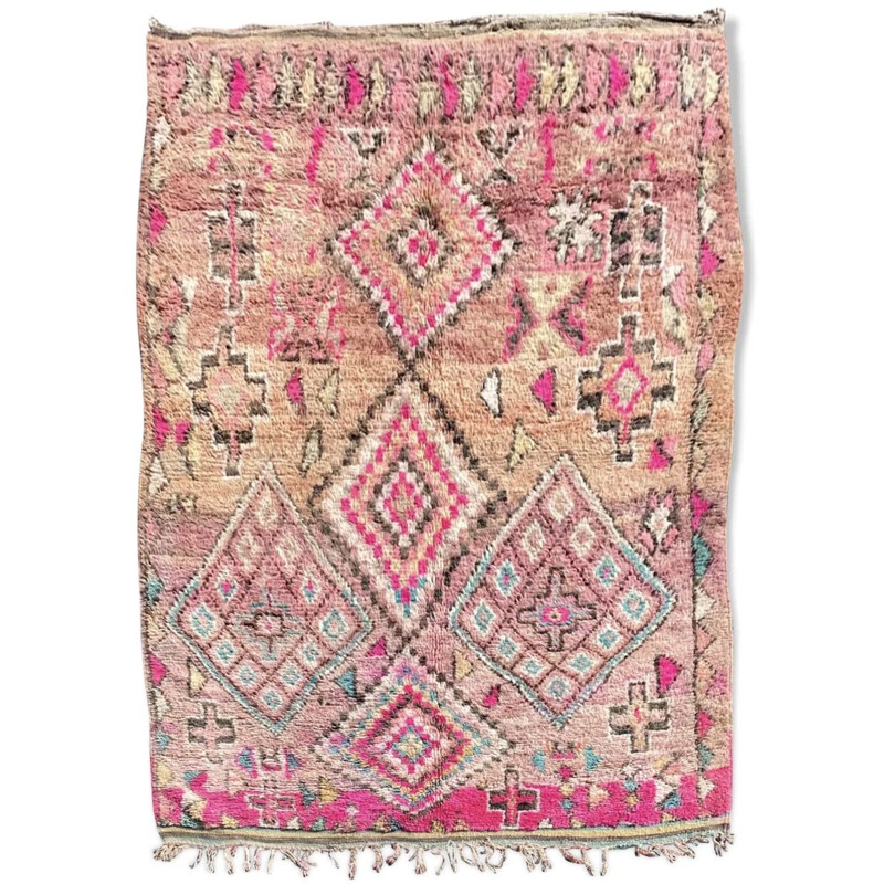 Tapis vintage "Berbère Boujaad" en laine fait à la main