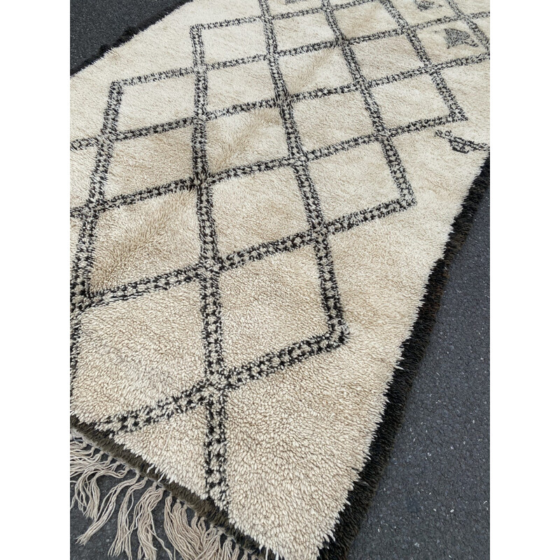 Vintage Berber woven wool carpet from Beni Ourain