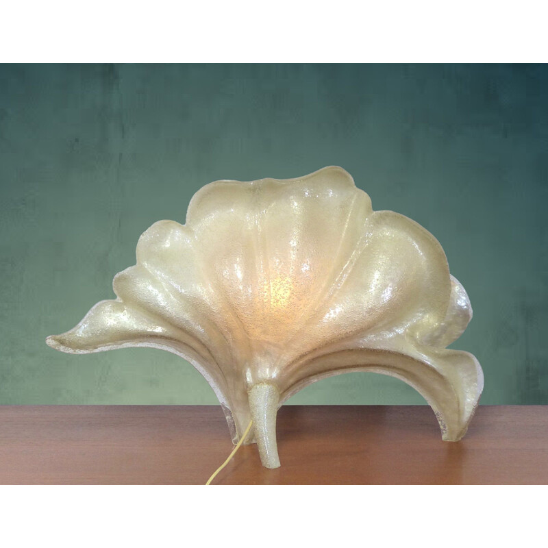 Vintage floral sculpture lamp by Laurent Rougier 1970s