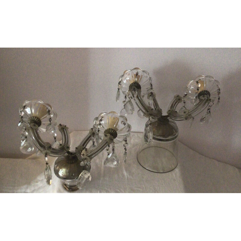Pair of vintage murano glass wall lights 