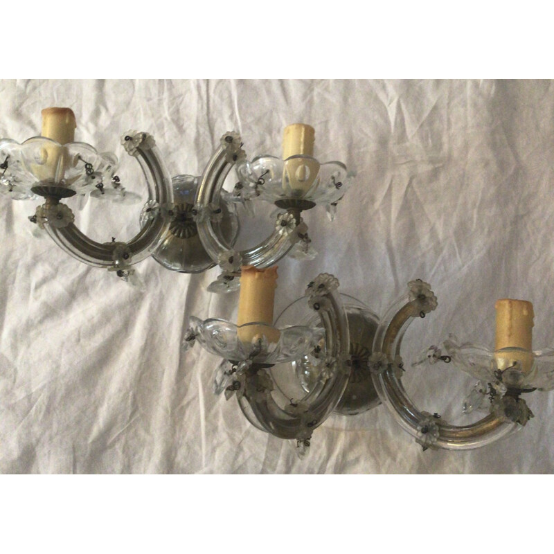 Pair of vintage murano glass wall lights 