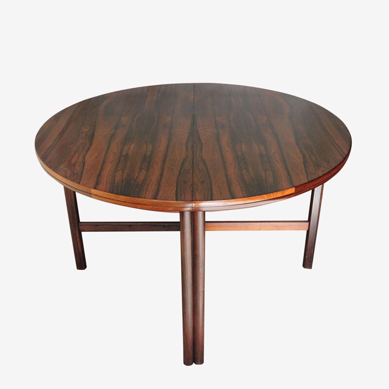 Vintage Round Extendable Rosewood Dining Table 1960s